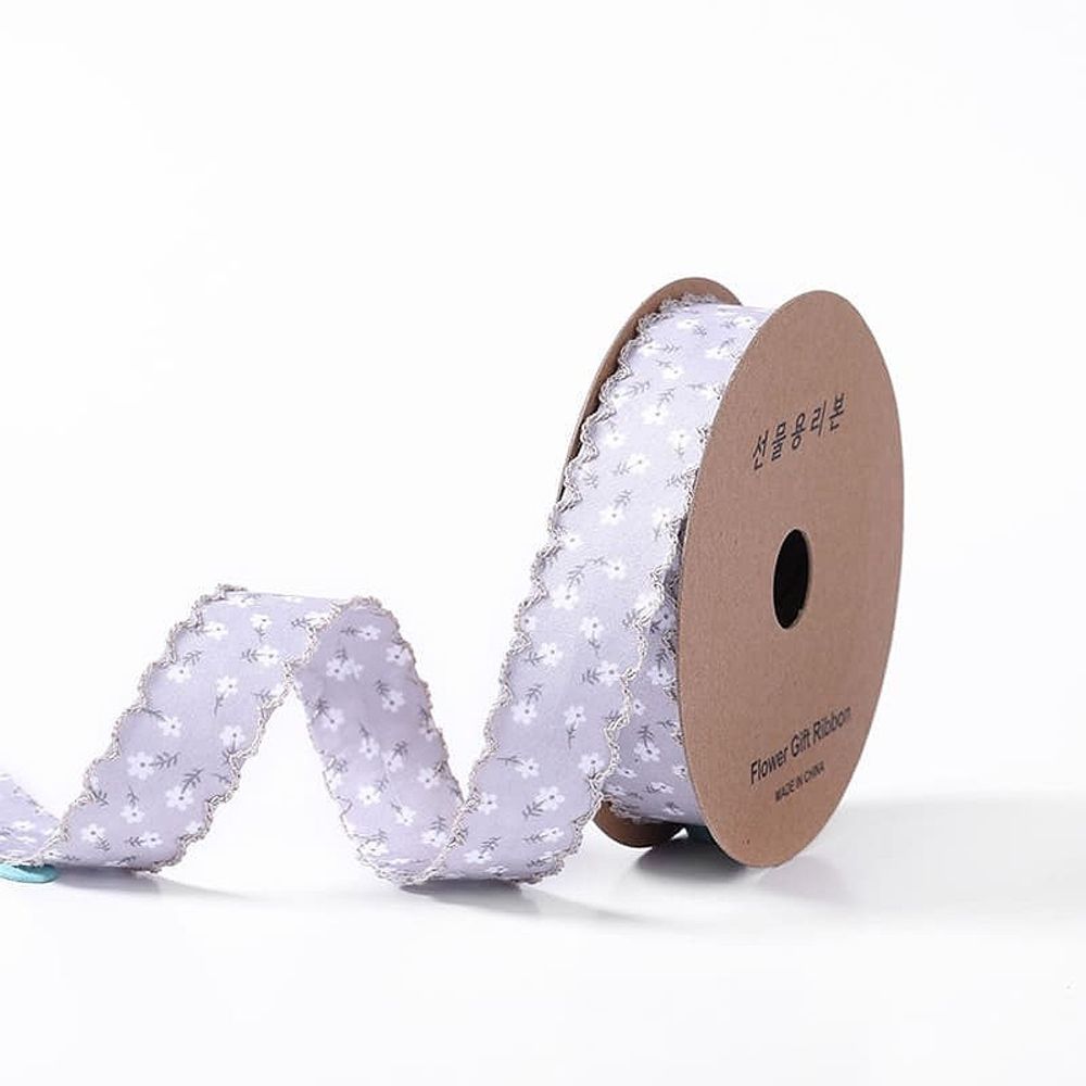 Лента хлопок Ромашка 2.5см*8ярд БЕЛАЯ