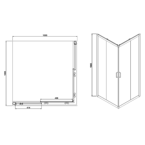 Душевое ограждение Azario GREENWOOD 1000х1000х1950, БЕЗ ПОДДОНА, прозрачное стекло 6 мм, цвет профиля серебро (AZ-NNE1142 1000)