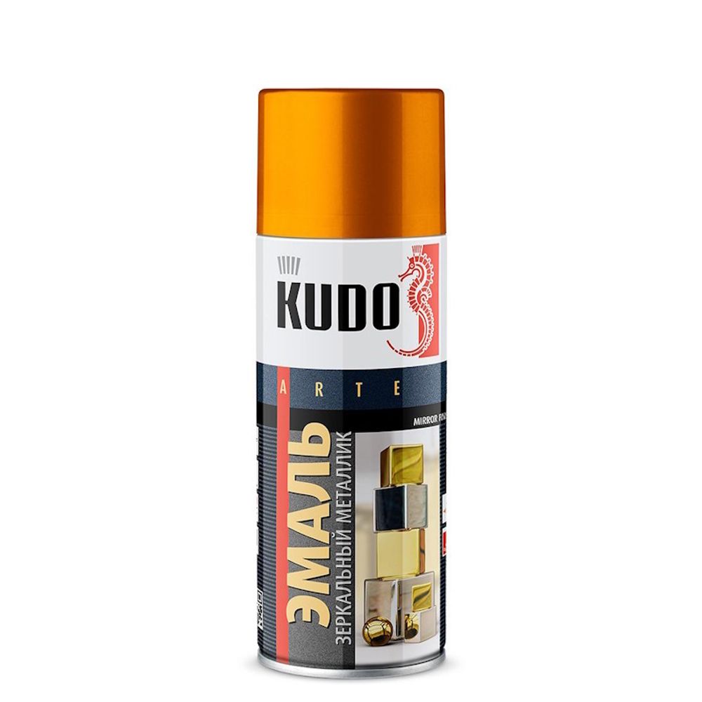 Эмаль аэроз. KUDO  акрил. универс.  зеркальное золото  520мл  /KU-1034