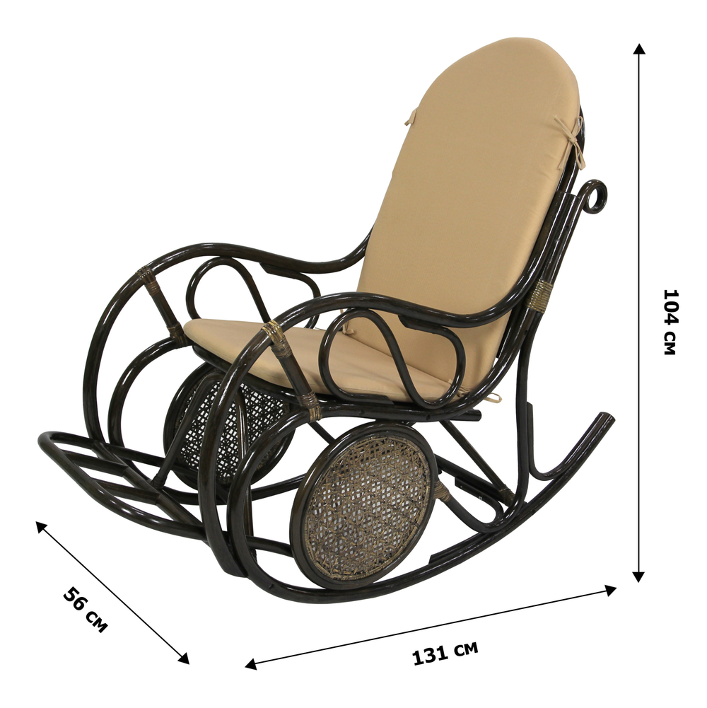 Кресло-качалка Garden story Сантьяго (1кор.+мягк.эл.) каркас коричневый, сиденье бежевое)