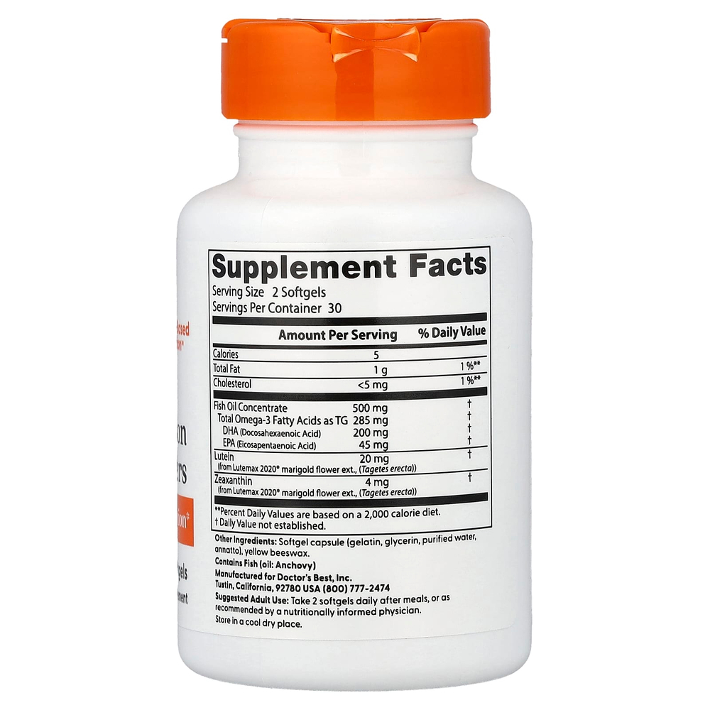 Doctor's Best, натуральные добавки для улучшения зрения, 60 мягких таблеток