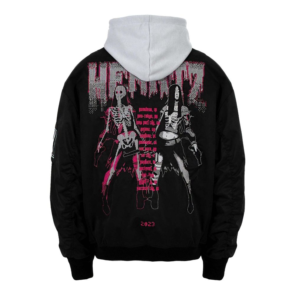 Купить Бомбер Heartz Double Barreled Oversized Embroidered Hooded Черный Бомбер Heartz Double Barreled Oversized Embroidered Hooded Черный