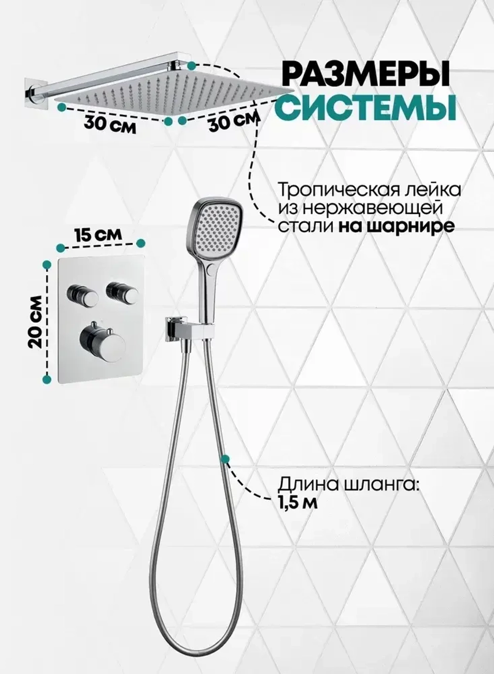 Душевая система скрытого монтажа Grocenberg GB5040CR с Термостатом Vernet (Франция)