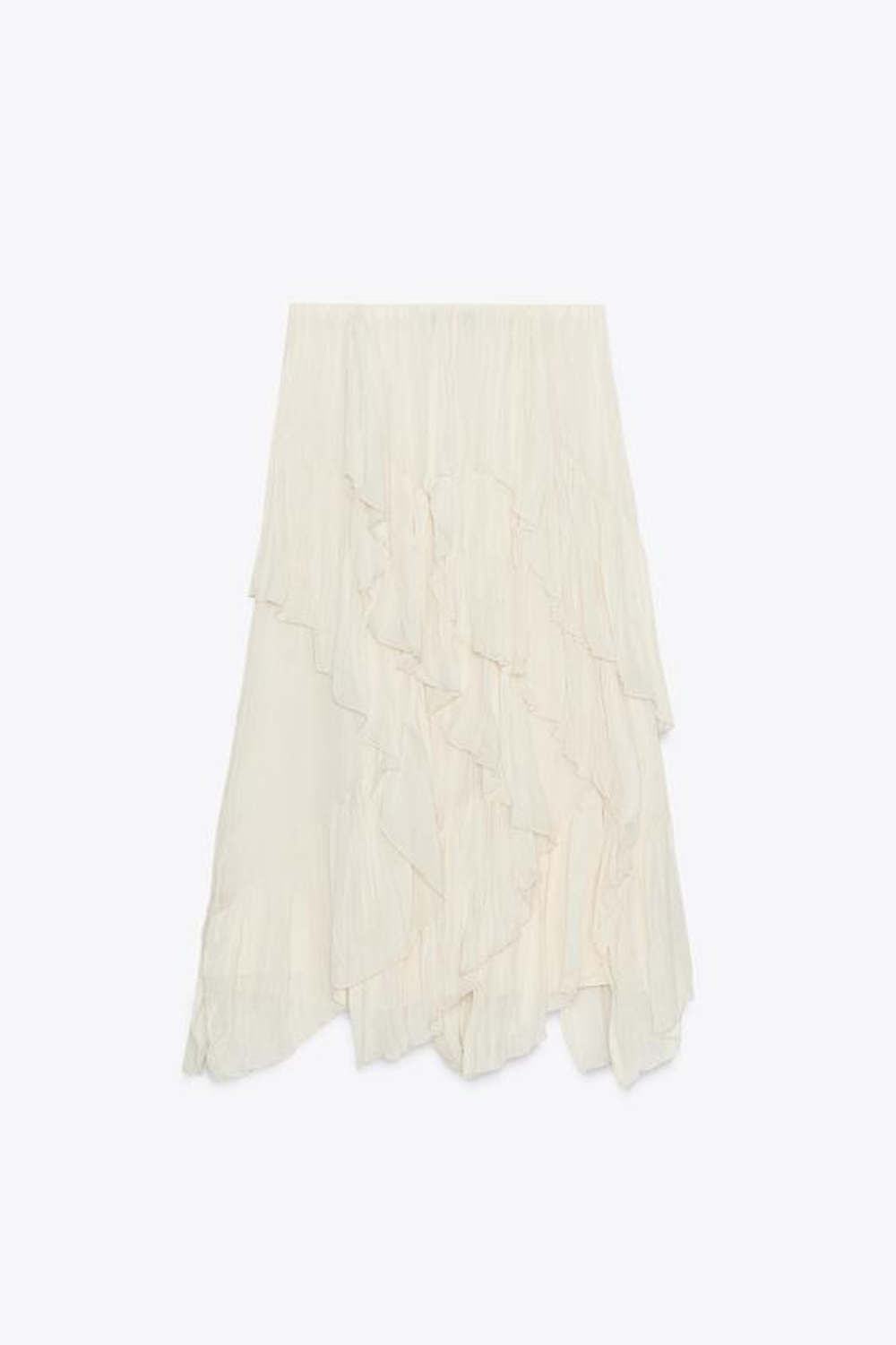 ZARA ЮБКА ИЗ ТКАНИ БАМБУЛА — ZW COLLECTION, ЖЕЛТОВАТО-БЕЛЫЙ