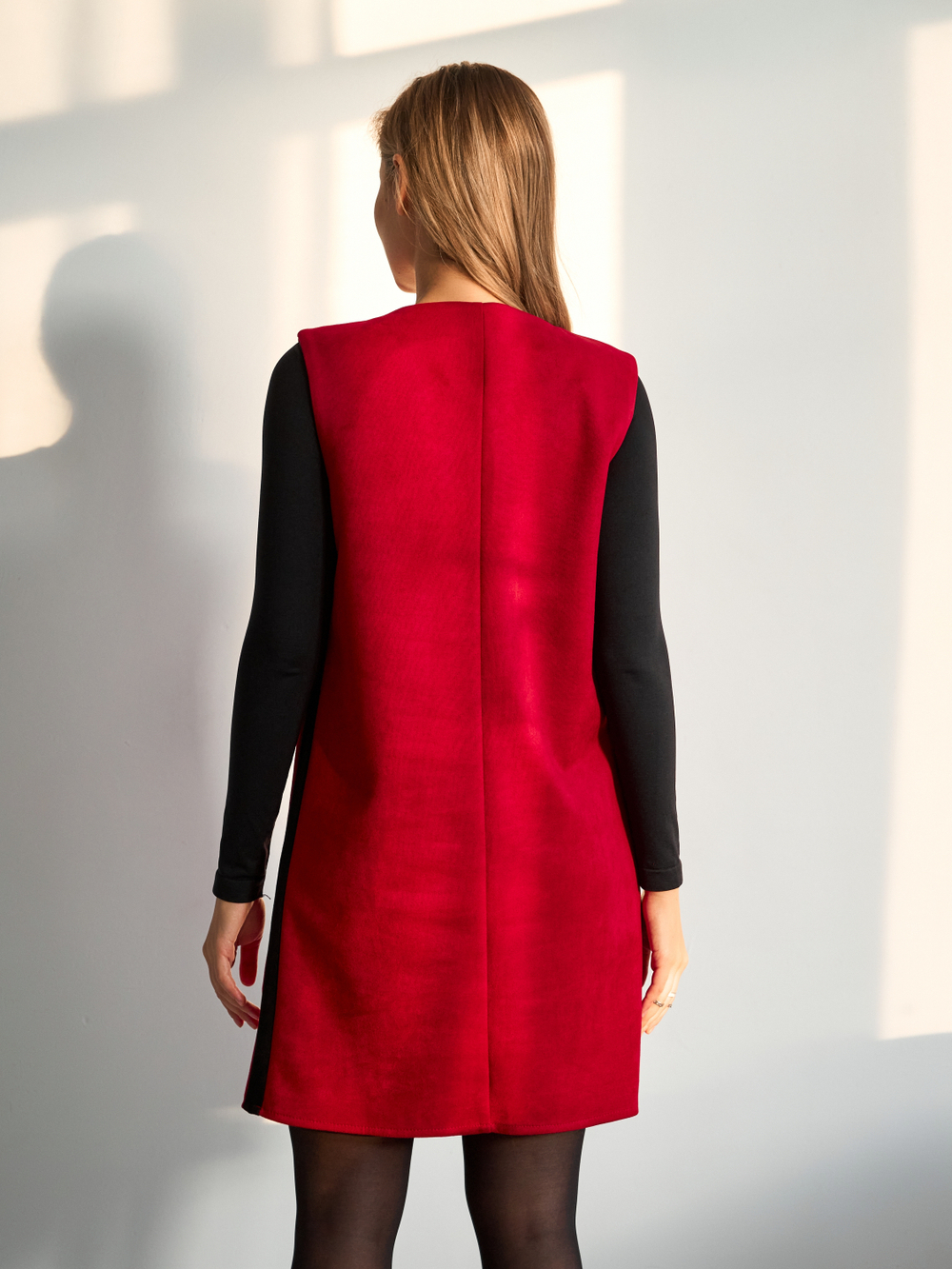 Платье сарафан офисный замшевый