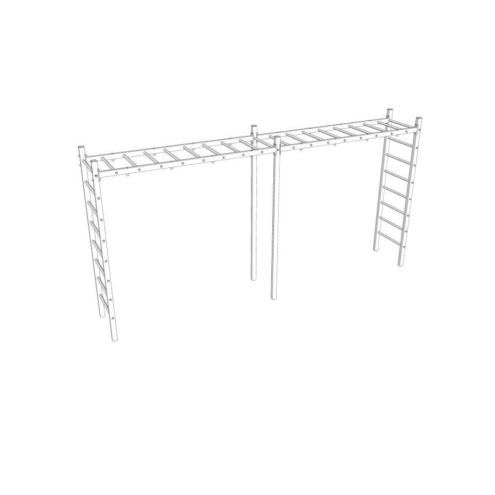 Монтаж уличной шведской стенки Sv Sport Рукоход х 2 (6 вертикальных столбов)