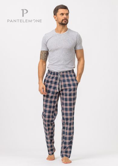 Брюки мужские Pantelemone PDB-164, клетка деним/экрю