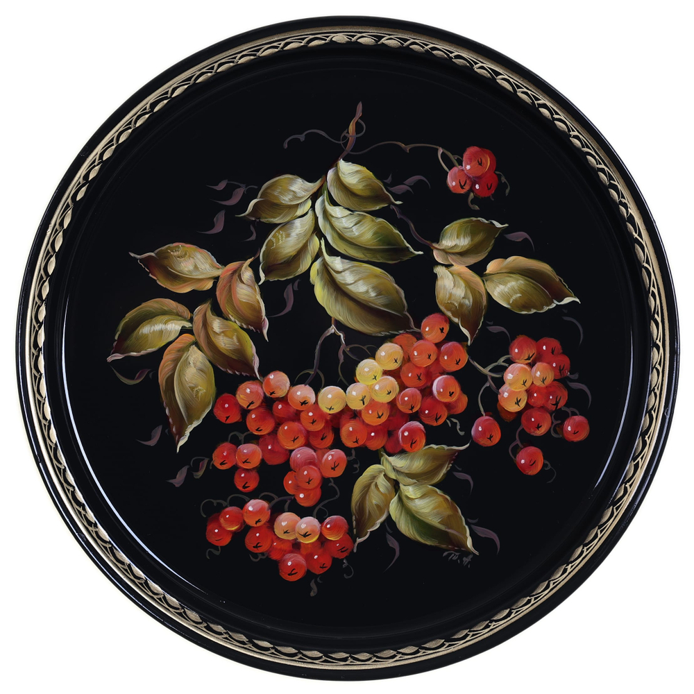 Жостовский поднос декоративный, размер 30 см (A9), металлический