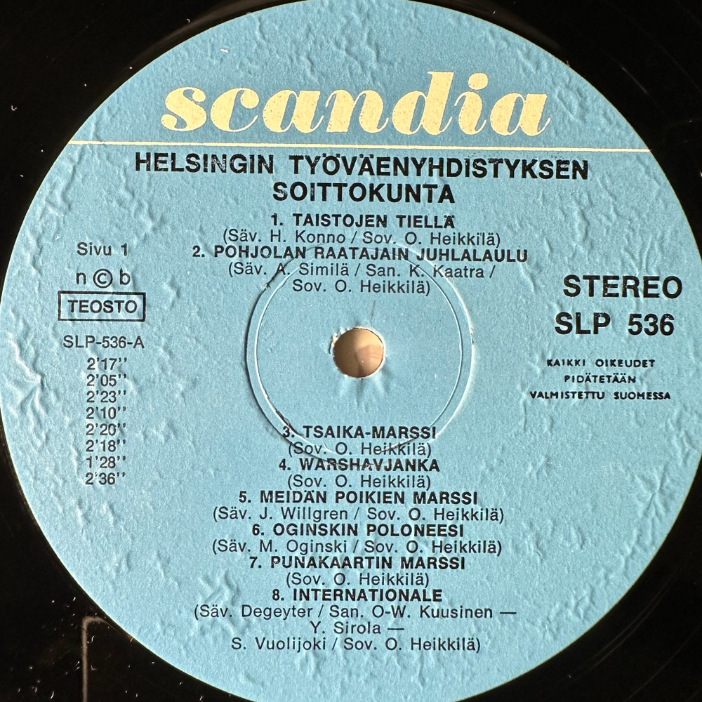 Helsingin Tyovaenyhdistyksen Soittokunta ‎– Taistojen Tiella (Финляндия 1969г.)