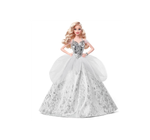 Праздничная кукла Barbie Signature 2021 (12 дюймов, светлые волнистые волосы) в серебряном платье, с подставкой для куклы и сертификатом подлинности, подарок для детей от 6 лет и старше