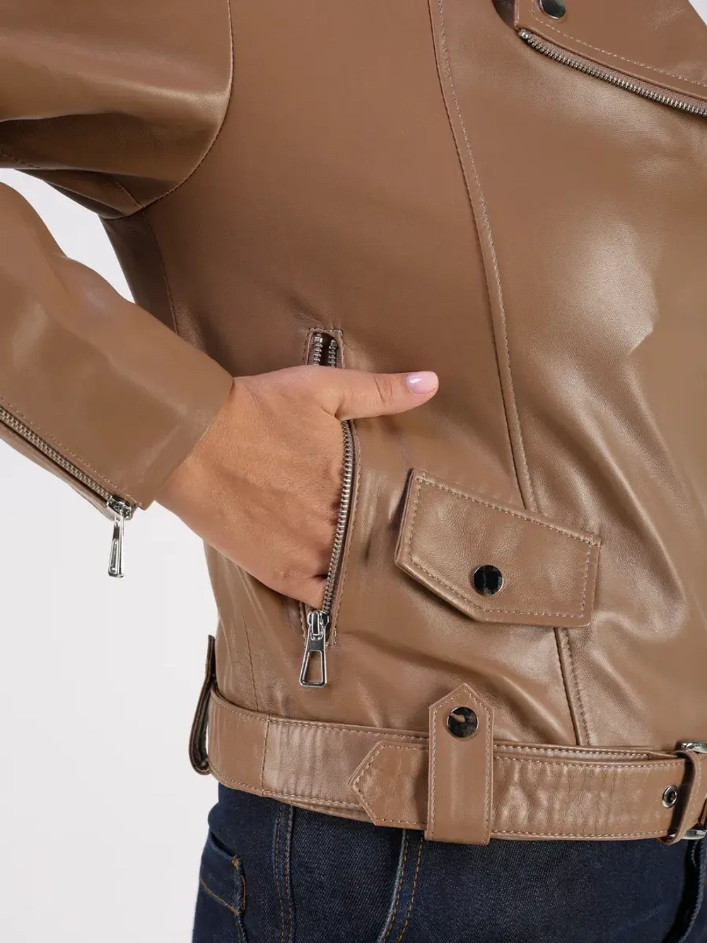 Кожаная куртка демисезонная косуха оверсайз