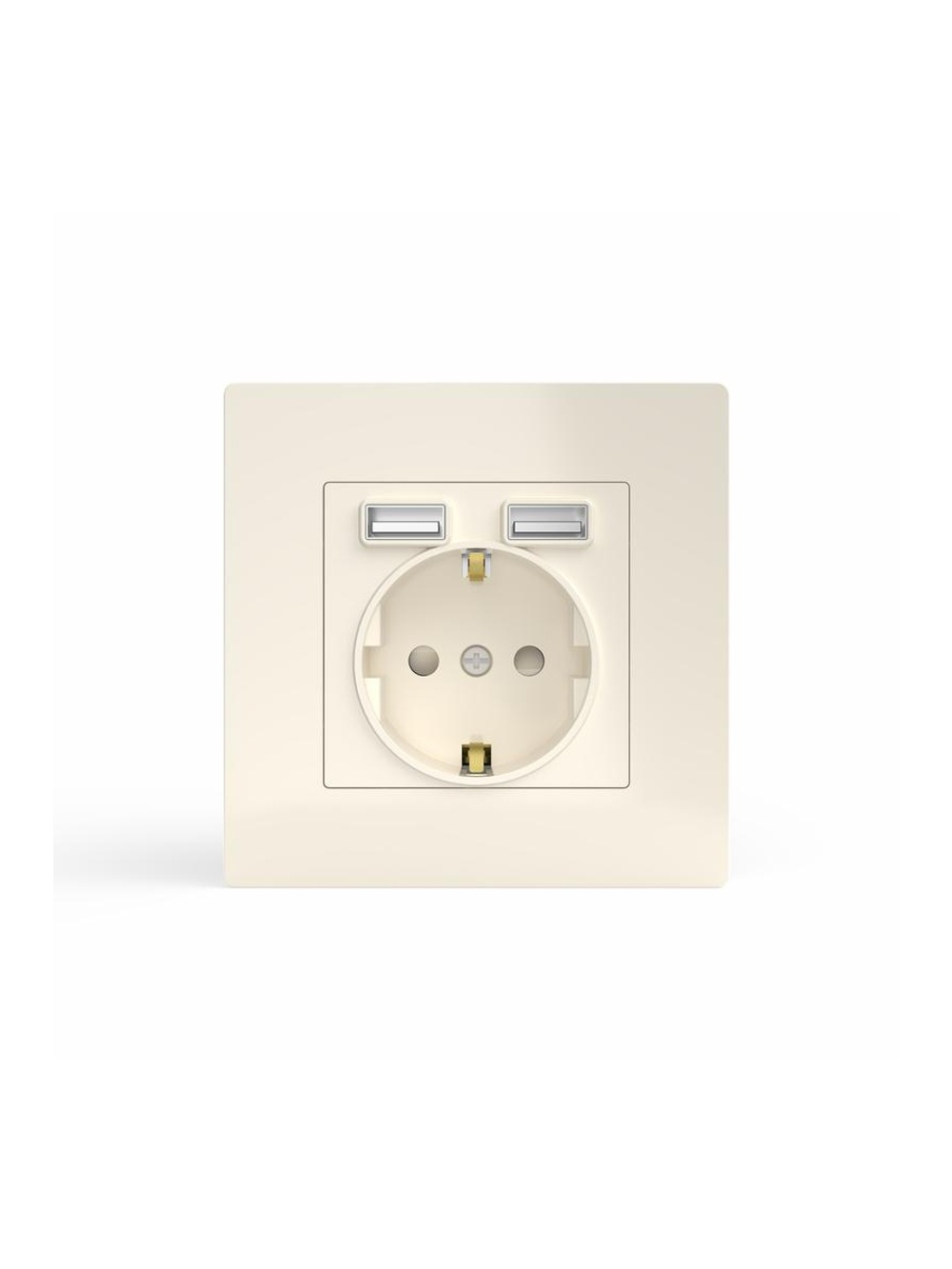 Розетка 1-м СП Pixel с заземл. с 2-мя заряд. устр. USB тип A+A механизм беж. TOKOV ELECTRIC TKE-PX-R1U2A-C02