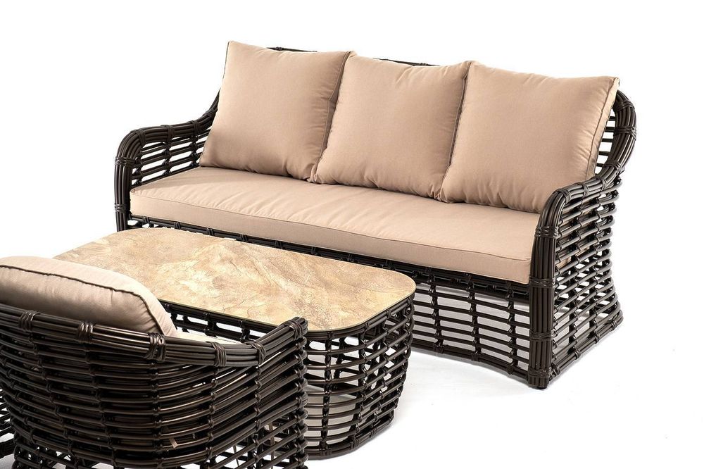"Ницца" лаунж-зона из искусственного ротанга, цвет бронзовый