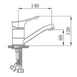 Смеситель для раковины, РМС, корот изл, с картриджем, хром, SL120-004-15