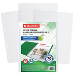 Файлы перфорированные А4 BRAUBERG "EXTRA 700" комплект 50 шт. гладкие плотные 70 мкм (4 штуки в упаковке)