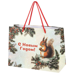 Сумка лам. 27*20*11см  Ретро Новый год ассорти 1шт