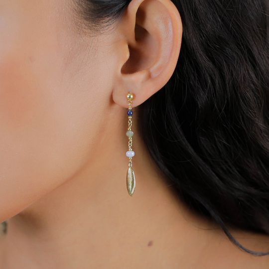 Серьги Franck Herval, Palma, с лазуритом, лабрадоритом и халцедоном, FH26.1-12-70272 (золотистый)