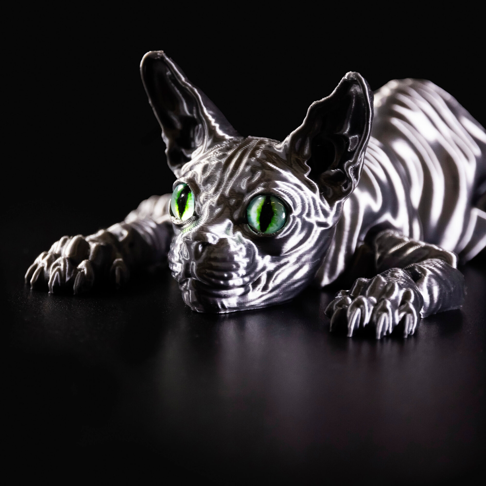 Подвижный кот Сфинкс, игрушка антистресс, (графит) серый