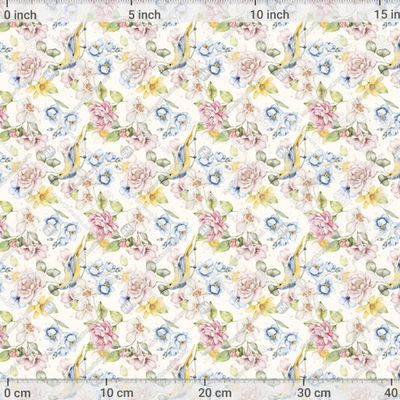 Цветы и птицы на молочном фоне by E.KK8 682 DPI