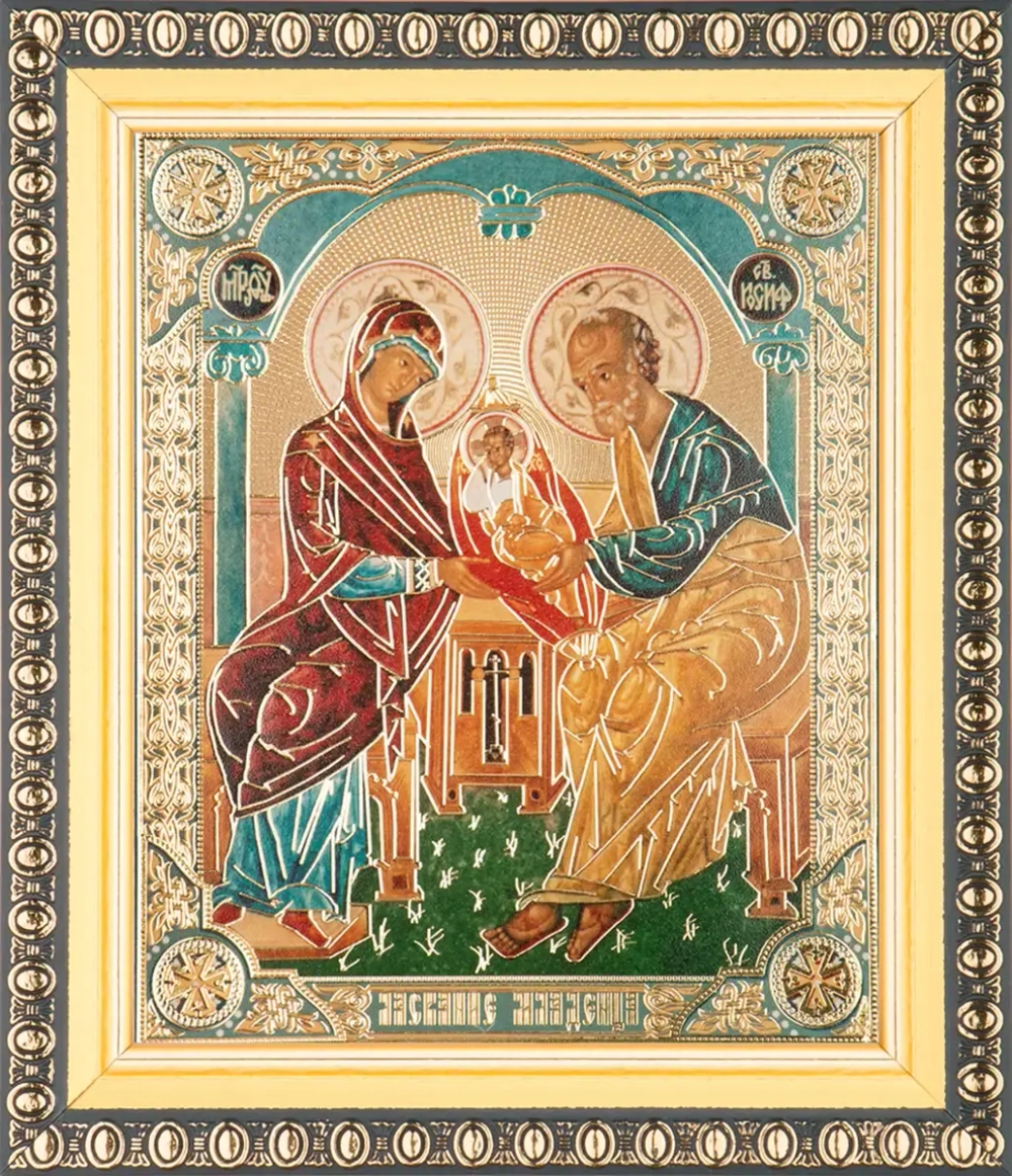 Икона БМ "Ласкание младенца" 10х12 в раме 13х15