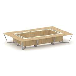 Steel Meet Стол переговорный прямоугольный KMK-PR.B.SP-20K Тиквуд Светлый/Ваниль Глянец/Металл Серый