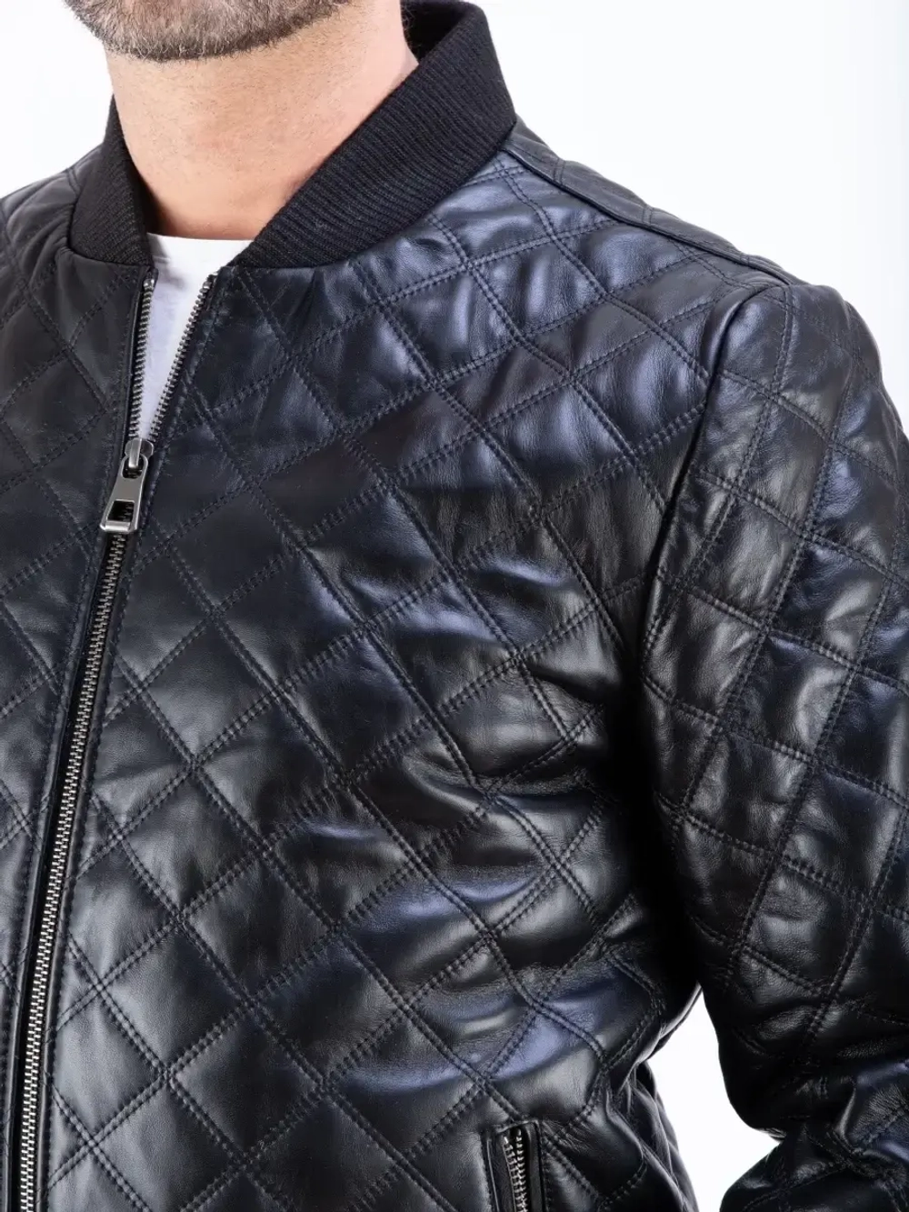 Куртка мужская кожаная бомбер натуральный Турция