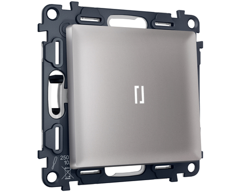 MA502055 Комплект механизма 1-кл выключателя с самовозвратом с подсветкой 5600K ALFA Сталь матовый QUANT (AP5020, VM113, G14W)