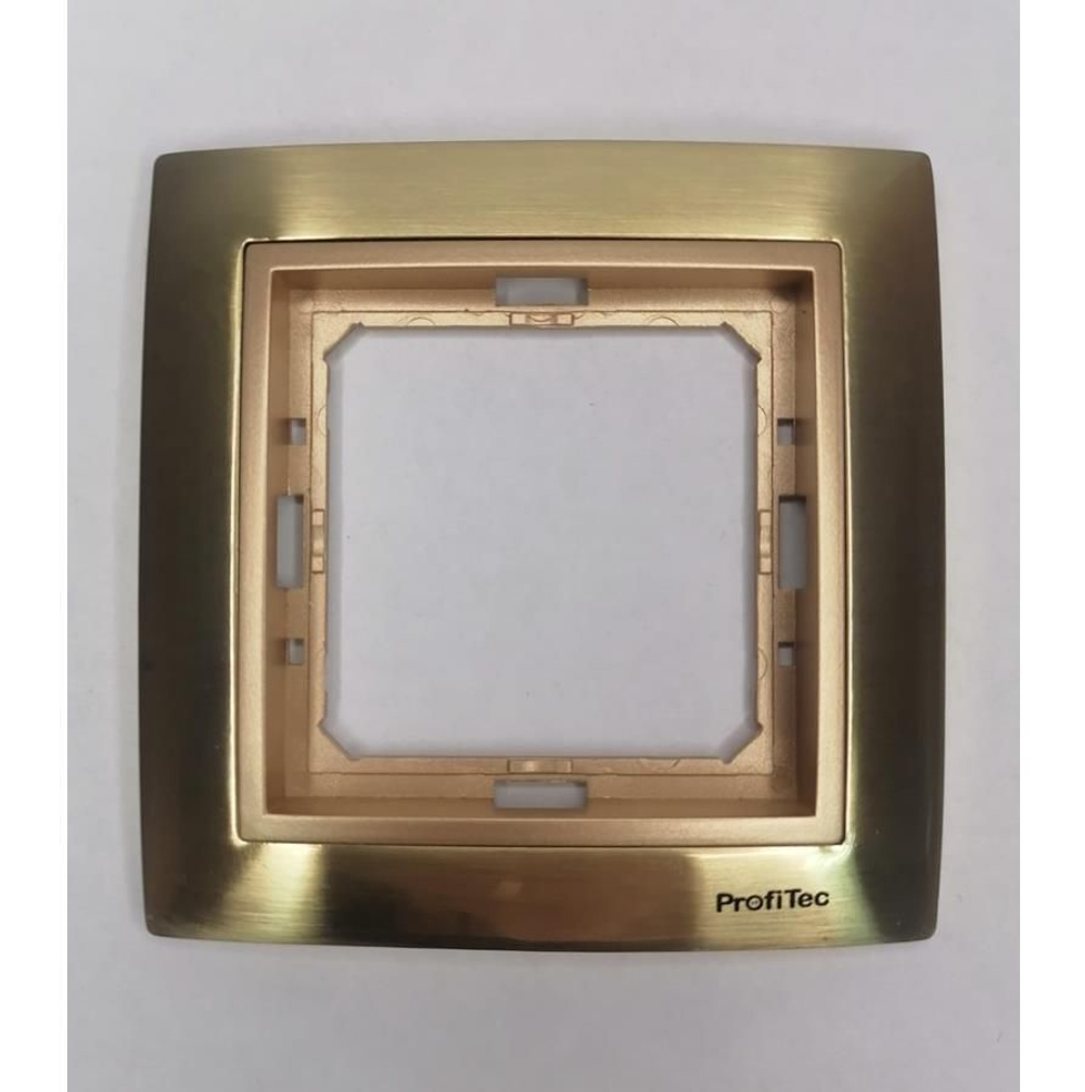 Рамка 1-я ProfiTec Tesla золото метал + вставка шампань