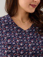 Лонгслив ЛНкл-080/синий-краснаяветочка