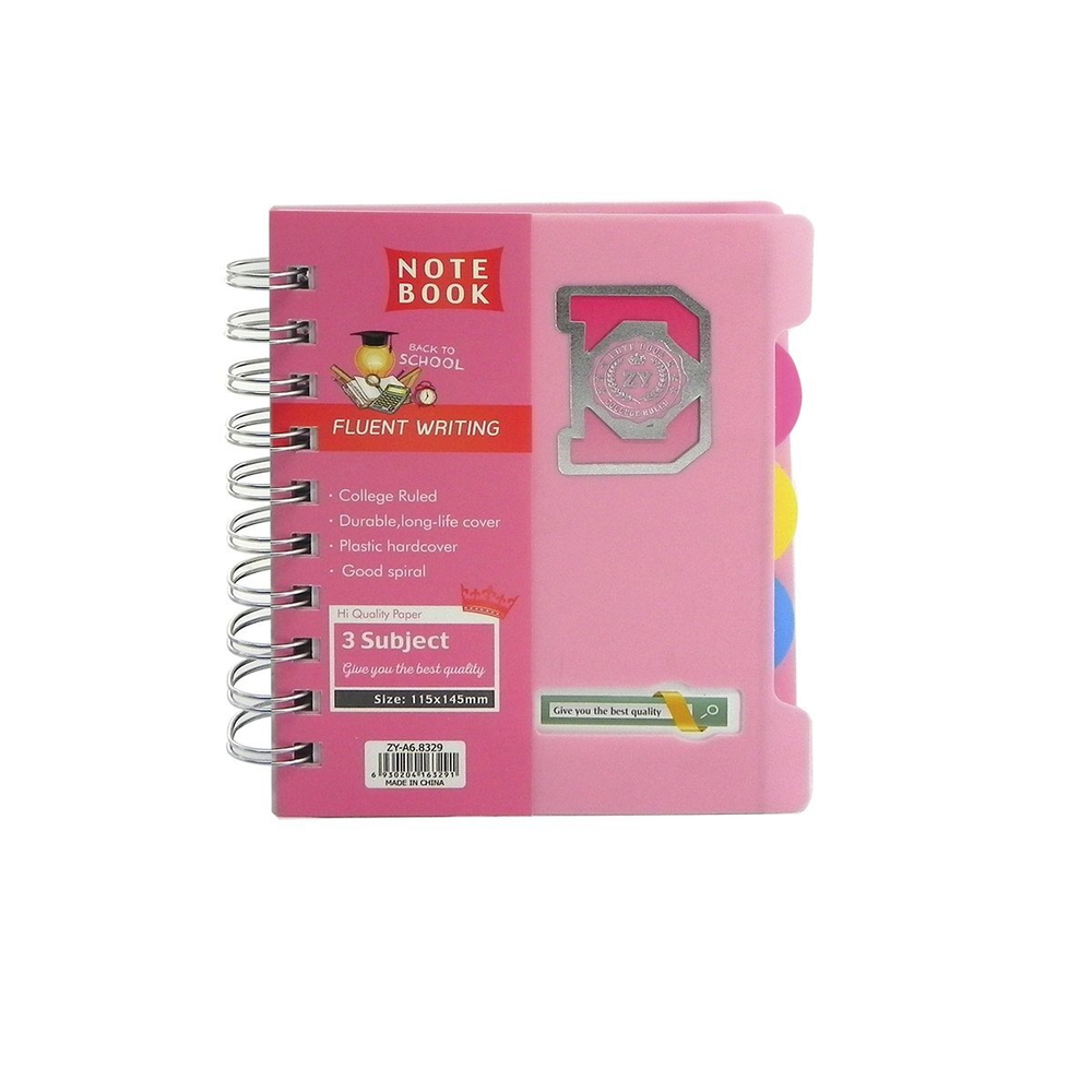 Блокнот А6, Alingar, гребень, пластиковая обложка, с разделителями, ассорти, клетка, 120 л., "Пастельные тона. АВСD "