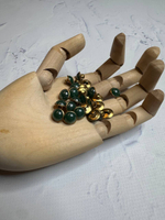 Пуговица металлическая со сквозным проколом (пластик/металл, Елово-зеленый/золотой металлический ободок, 11)