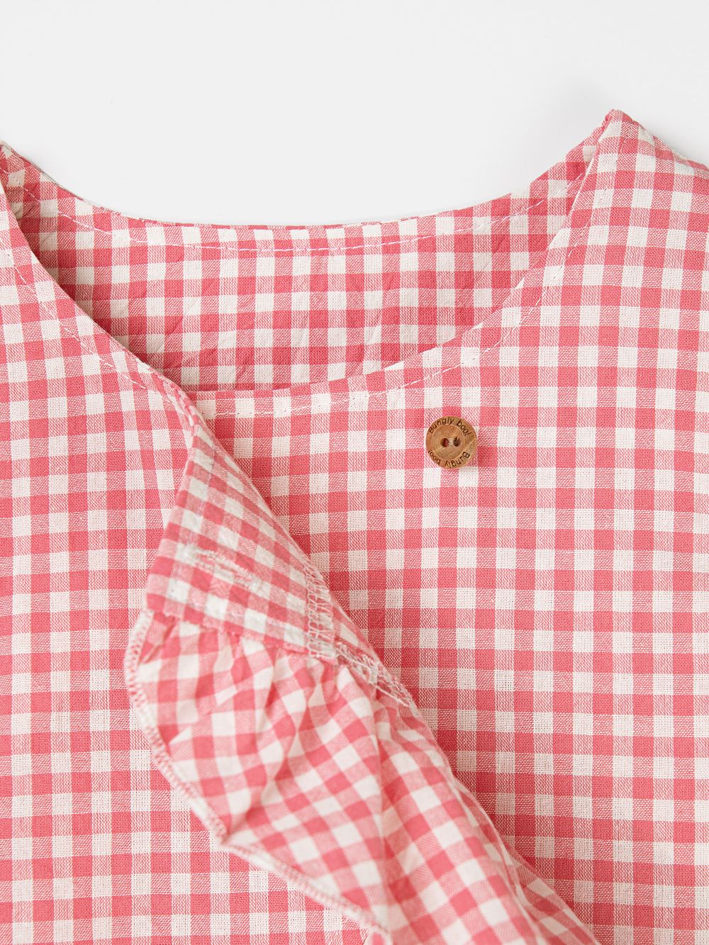 Топ хлопковый с рюшей "Розовая клетка"