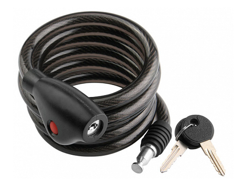 Трос-замок 87305+HL032 черный 12x1800мм с креплением на велосипед, арт.540013 (10216170/101221/03645094, Китай)