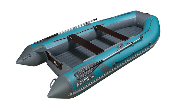 Надувная лодка ПВХ, Адмирал 375 S НДНД,  роульс, рым, голубой/серый
