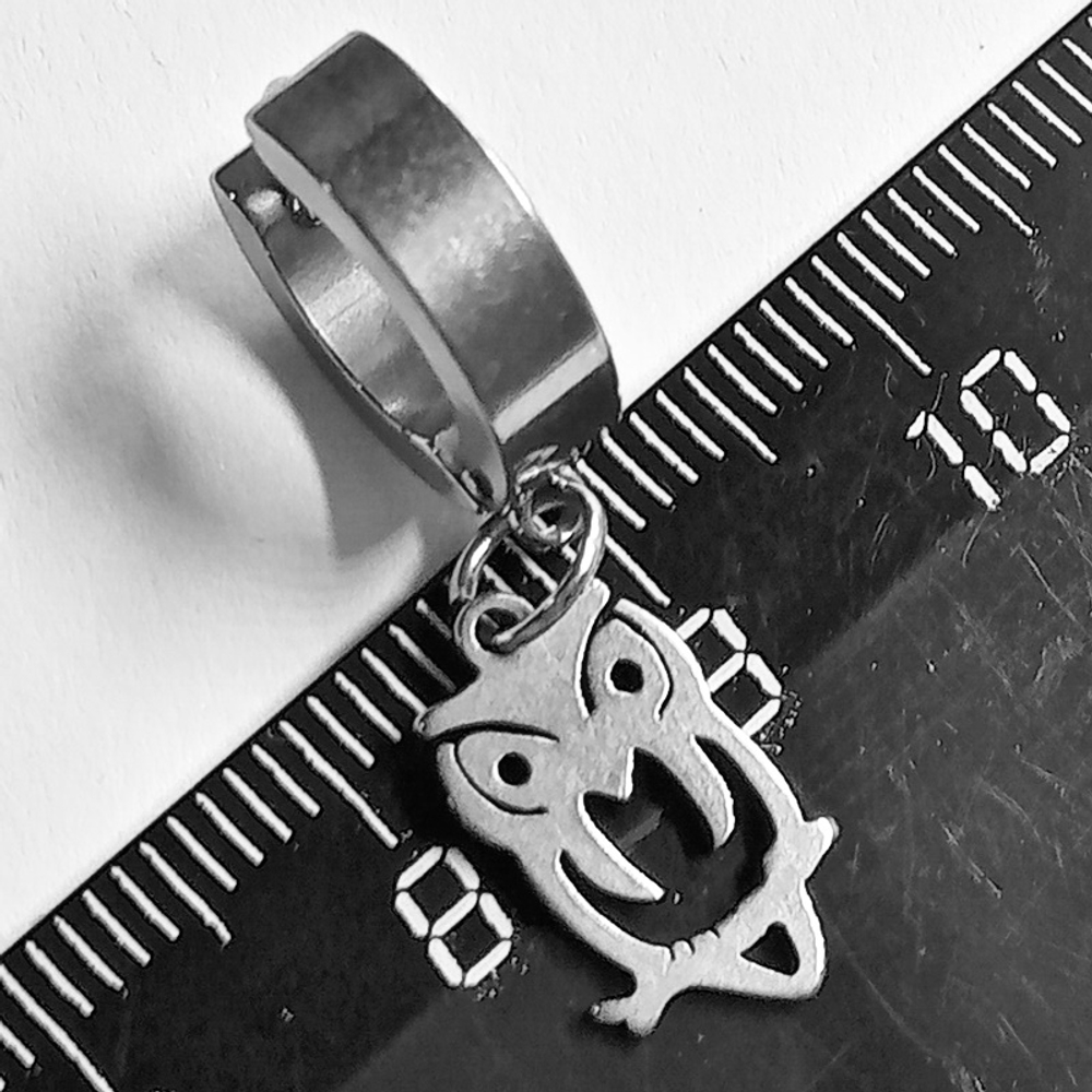 Серьга кольцо с подвеской "Сова" (14х8мм) для пирсинга уха. Медицинская сталь. Цена за одну штуку!