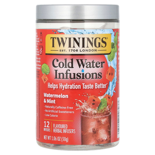 Twinings, Cold Infuse, ароматизатор для холодной воды, арбуз и мята, 12 шт., 30 г (1,06 унции)