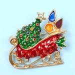 Брошь новогодняя «Best Podarok - Сани с ёлкой», см
