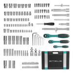 Набор инструментов, 1/4", 3/8", 1/2", Cr-V, S2, усиленный кейс, 151 предмет Stels