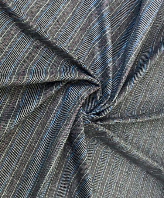 Костюмная принт клетка, серый/голубой, хлопок NB