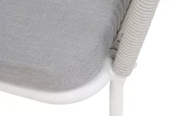 "Марсель" стул плетеный из роупа, каркас алюминий белый муар, роуп светло-серый меланж круглый tex, ткань светло-серая