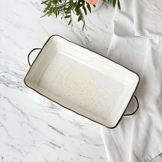 Блюдо с ручками Latte 1,95 л, 30*19,5 см, ручная работа, фарфор