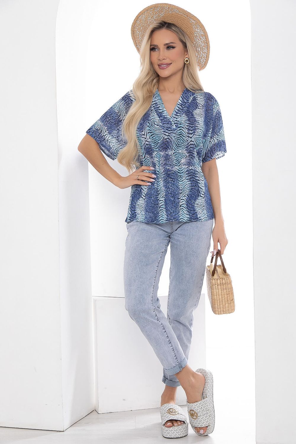 Блуза Бэри Леди (синяя) Б13038-34М LT Collection