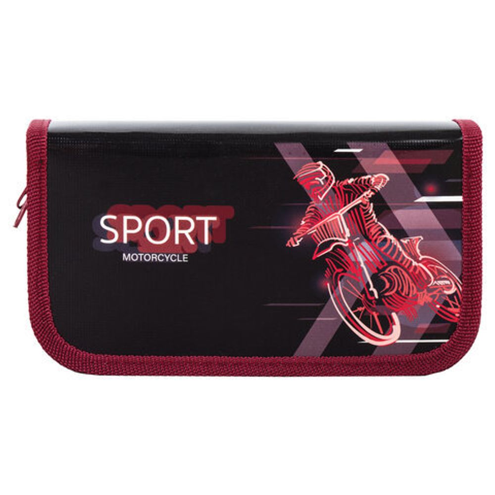 Пенал ПИФАГОР, 2 отделения, ламинированный картон, 19х11 см, "Sport motorcycle", 270171