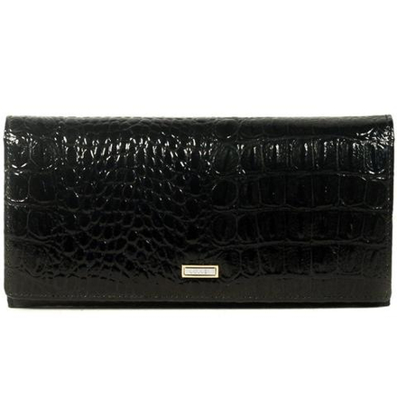 Чёрный кошелёк женский лаковый Coscet нат.кожа CS21-201A