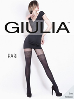 Колготки с имитацией чулок Pari модель N19 с кружевным рисунком резинки,3 SM,(42-44) 60 den (Цвет: черный)