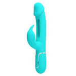 Аквамариновый вибратор-кролик с функцией фингеринга Kampas - 23,2 см. (Цвет: аквамариновый)