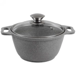 Кастрюля 1л «Мраморная»(светлый мрамор) со стеклянной крышкой кмс12а