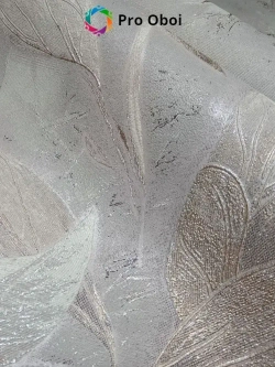 Gomel-FOX Обои флизелиновые метровые Chloe, вспененный винил серый с розовым оттенком цветы, листья, в спальню, в прихожую, в кухню, длина 10м ширина 1.06м