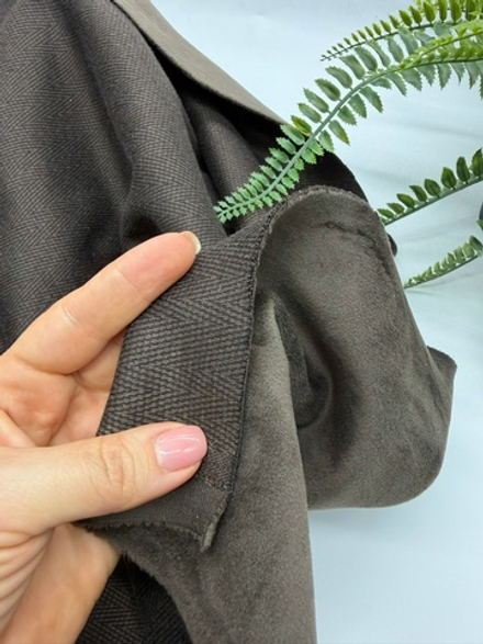 Пальтовый трикотаж на велюре елочка шоколад