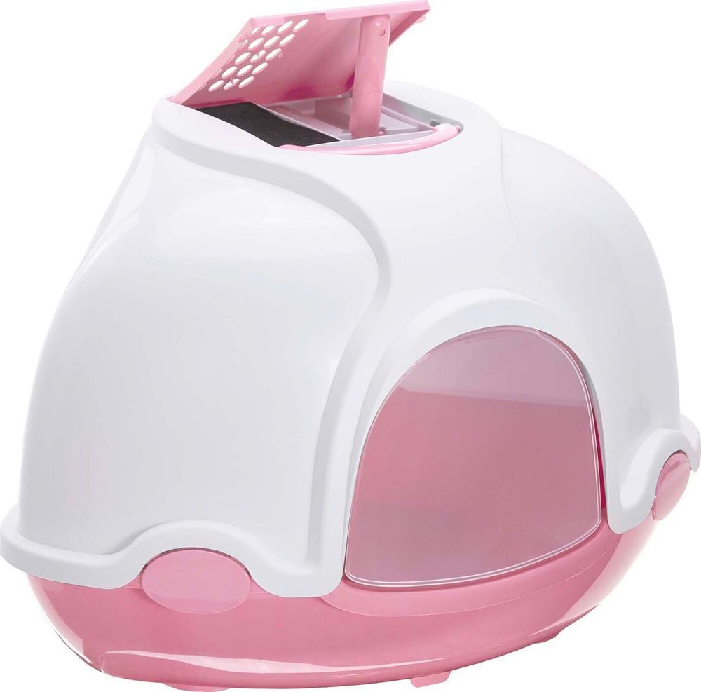 IMAC GINGER Туалет для кошек, закрытый, угловой, 52х52х44.5 см, темно-розовый